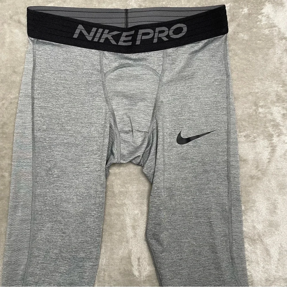 Nike Pro Dri-Fit Men's Heather Gray 3/4 Length Fitness Tights Size Medium